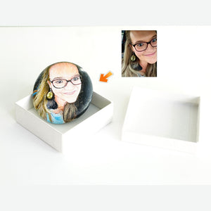 Dova Art Personalized Portrait of Your Loved One on Painted Rocks - Perfect Gift for Any Occasion, Unique Table Decor - Original Rock Art Painting, Customizable Design and Message by Dovaart.com