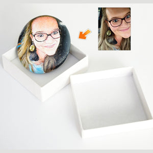 Dova Art Personalized Portrait of Your Loved One on Painted Rocks - Perfect Gift for Any Occasion, Unique Table Decor - Original Rock Art Painting, Customizable Design and Message by Dovaart.com