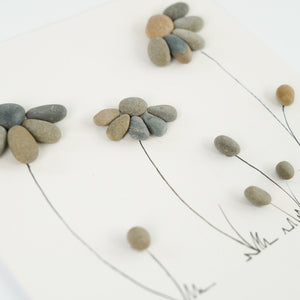 Dova Art Stone Flower Pebble Art - Frame Pebble Artwork Stand on Desktop or Wall Hanging 8x8 inch by Dovaart.com