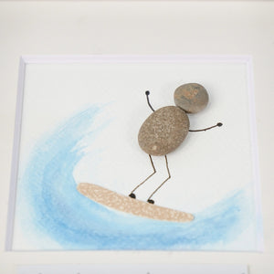 Dova Art Surf Pebble Art - Frame Pebble Artwork Stand on Desktop or Wall Hanging 8x8 inch by Dovaart.com