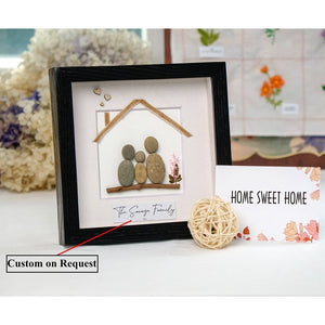 Family Home Sweet Home Pebble Art Picture Frame by Dovaart.com