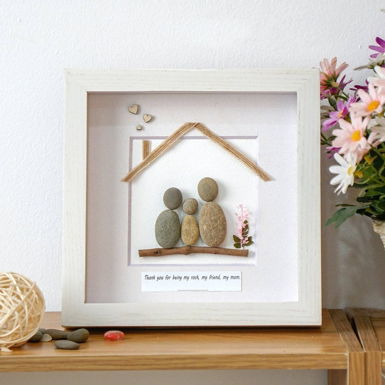 Family Home Sweet Home Pebble Art Picture Frame by Dovaart.com