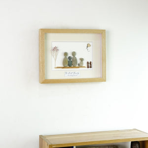 Family with Pets Portrait Pebble Art, Personalized Christmas Picture Frame For Family, Pebble Art For Family by Dovaart.com