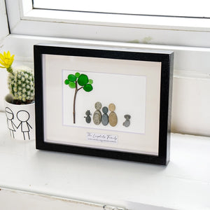 Family with Pets Portrait Sea Glass Art, Personalized Christmas Picture Frame For Family, Sea Glass Art For Family by Dovaart.com