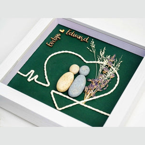 First Date Memories Pebbles Handmade couple with flower by Dovaart.com
