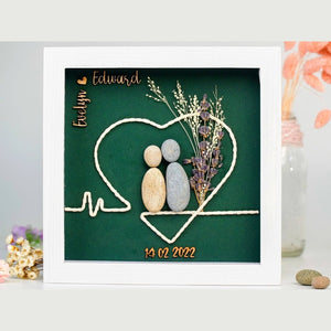 First Date Memories Pebbles Handmade couple with flower by Dovaart.com