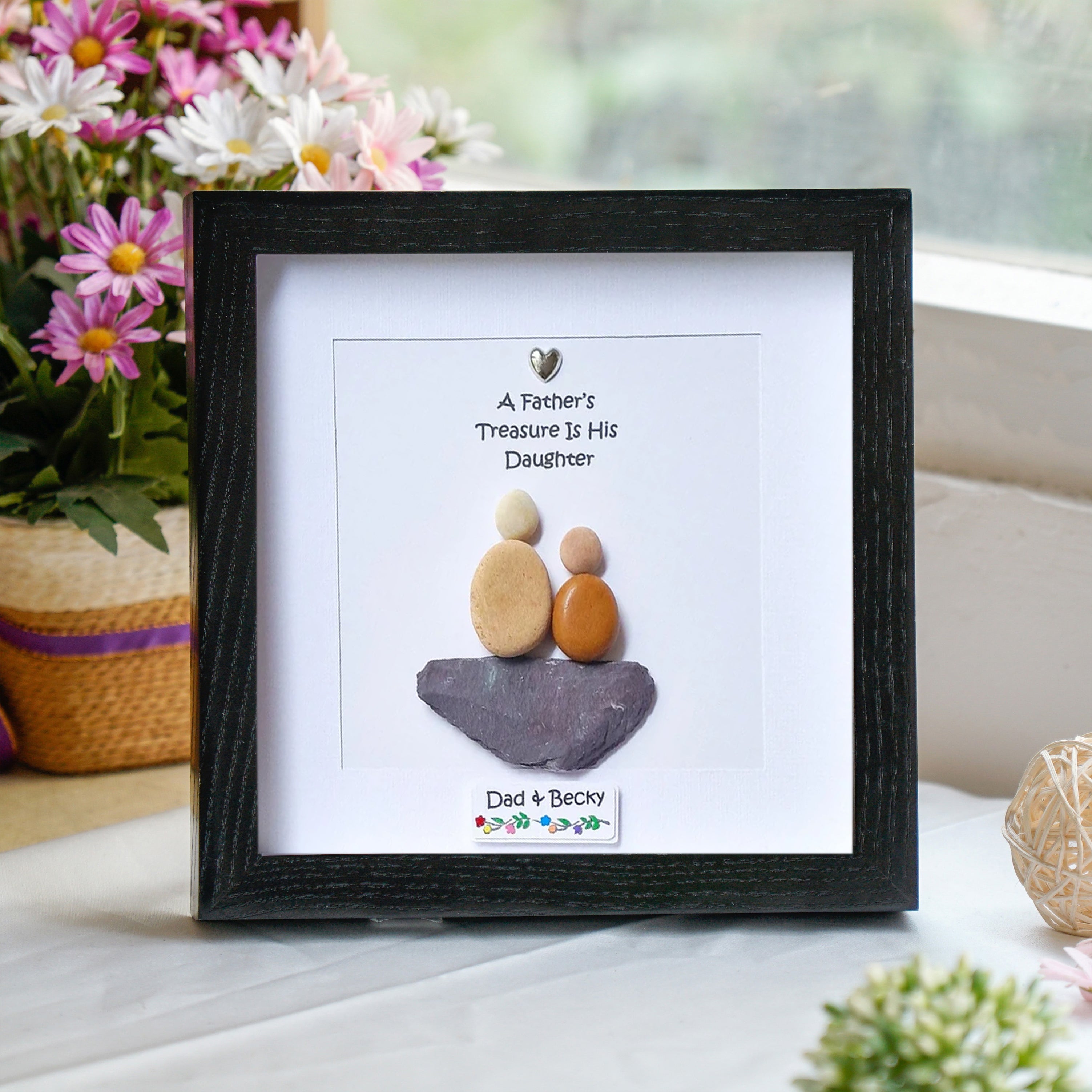 A Father's Treasure Frame, Heartwarming Christmas Gift for Daughter, Pebble Art For Daughter