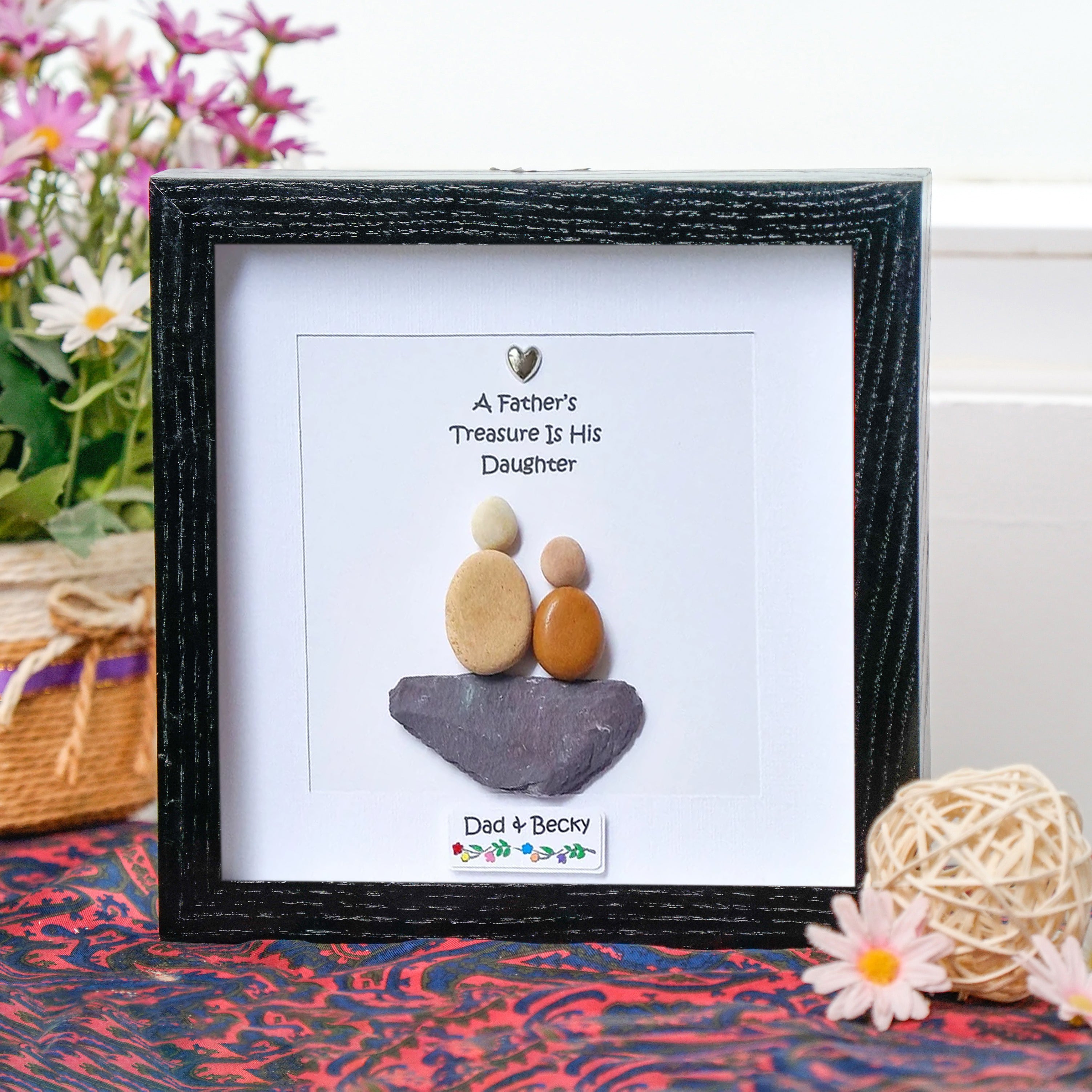 A Father's Treasure Frame, Heartwarming Christmas Gift for Daughter, Pebble Art For Daughter