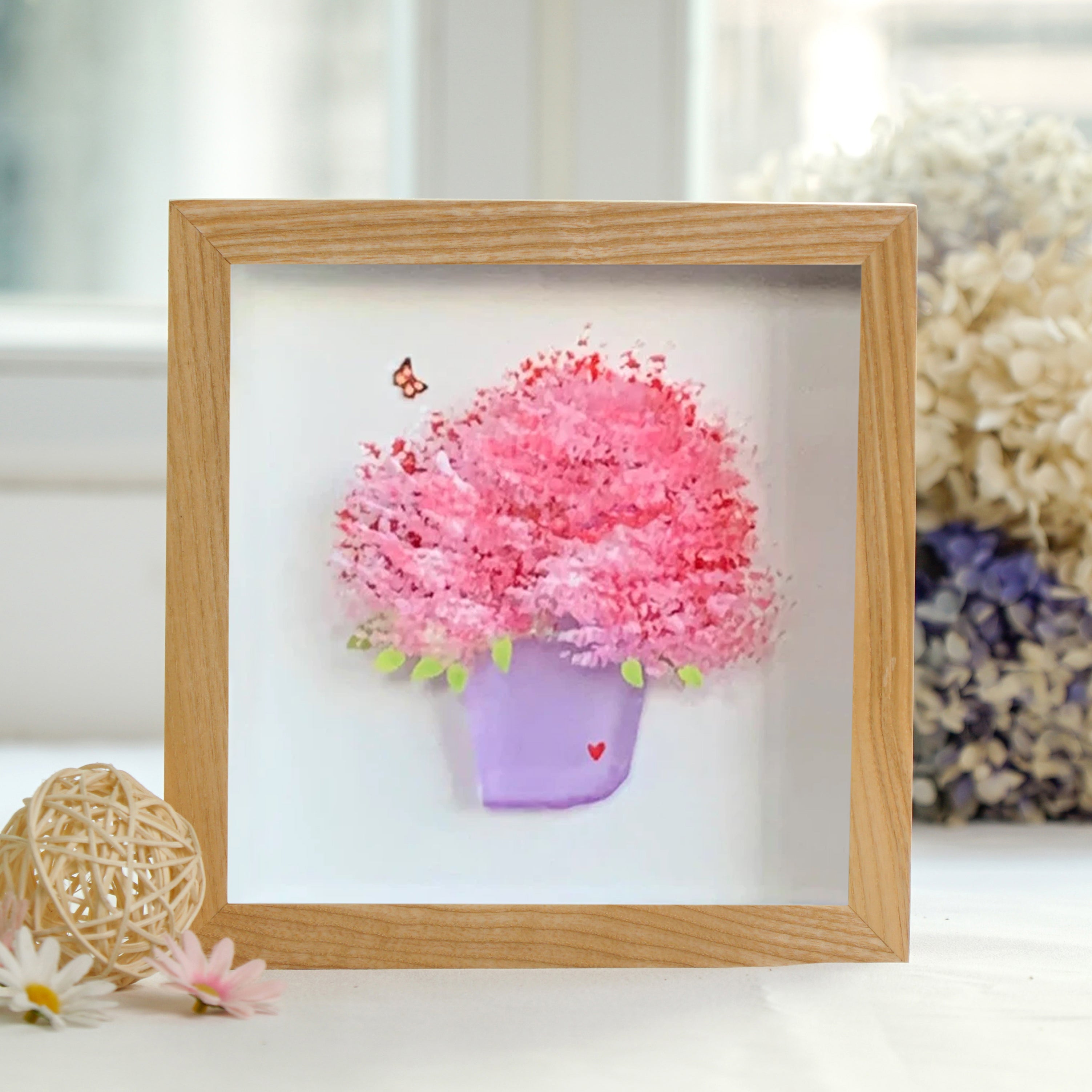 Blossoming Flower Pot Frame, Retirement Pebble Art For Dad, Heartfelt Retirement Gift For Dad, Best Daddy Present