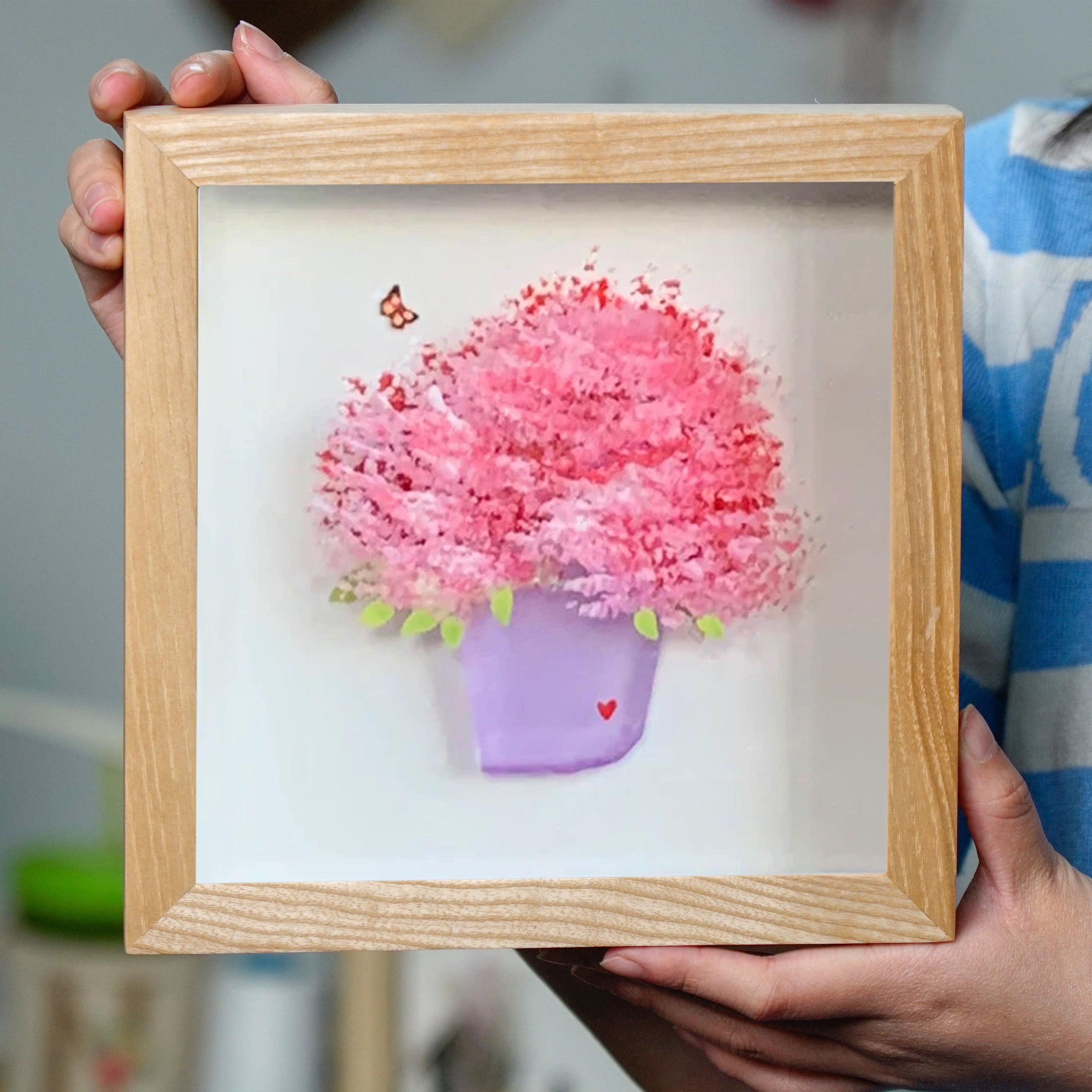 Blossoming Flower Pot Frame, Retirement Pebble Art For Dad, Heartfelt Retirement Gift For Dad, Best Daddy Present