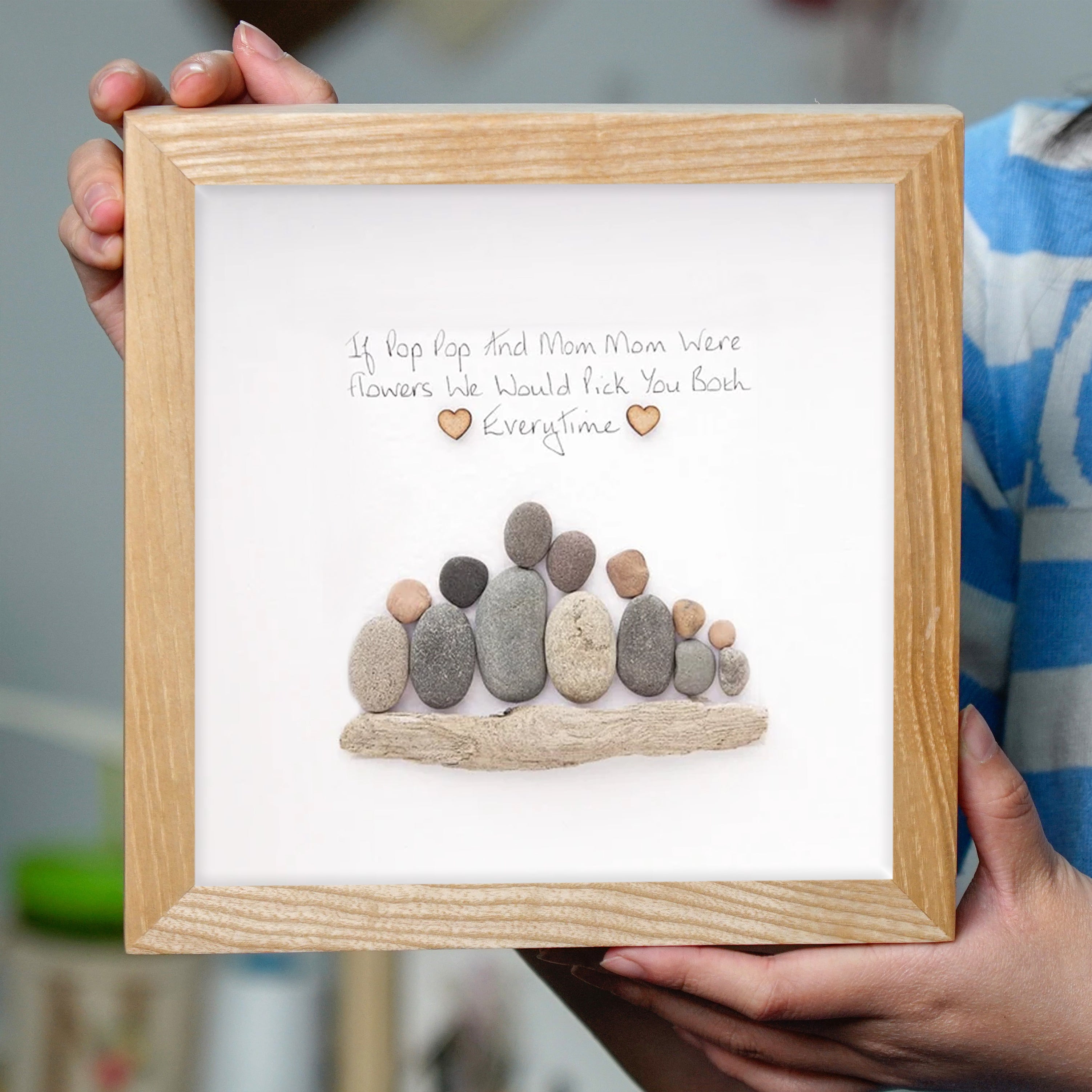 Heartfelt Family Love Frame, Special Birthday Gift for Grandma, Pebble Art For Grandmother, 1st Grandma's Birthday Gift