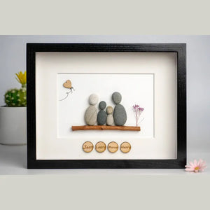 Handmade Pebble Art For Family Decor with a Heartwarming Touch of Flowers and Love, New Home Gift by Dovaart.com