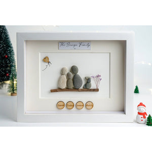 Handmade Pebble Art For Family Decor with a Heartwarming Touch of Flowers and Love, New Home Gift by Dovaart.com