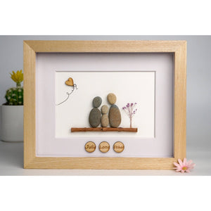 Handmade Pebble Art For Family Decor with a Heartwarming Touch of Flowers and Love, New Home Gift by Dovaart.com