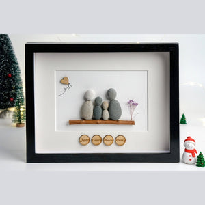 Handmade Pebble Art For Family Decor with a Heartwarming Touch of Flowers and Love, New Home Gift by Dovaart.com