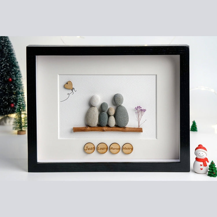 Handmade Pebble Art For Family Decor with a Heartwarming Touch of Flowers and Love, New Home Gift by Dovaart.com
