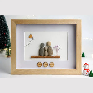 Handmade Pebble Art For Family Decor with a Heartwarming Touch of Flowers and Love, New Home Gift by Dovaart.com