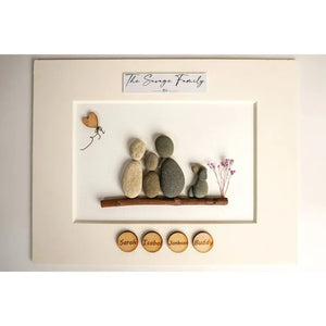 Handmade Pebble Art For Family Decor with a Heartwarming Touch of Flowers and Love, New Home Gift by Dovaart.com