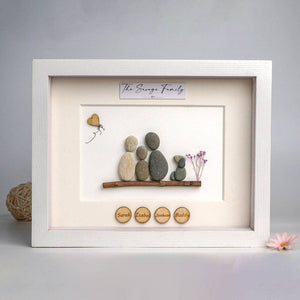Handmade Pebble Art For Family Decor with a Heartwarming Touch of Flowers and Love, New Home Gift by Dovaart.com