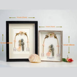 Handmade pebbles Present for the wedding day has flower gate framed wall hanging art, desktop by Dovaart.com