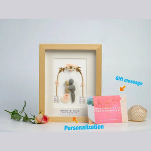 Handmade pebbles Present for the wedding day has flower gate framed wall hanging art, desktop by Dovaart.com
