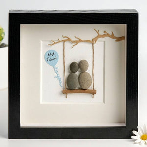 Handmade pebbles gift for best friends have swings by Dovaart.com