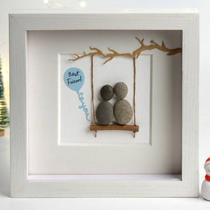 Handmade pebbles gift for best friends have swings by Dovaart.com