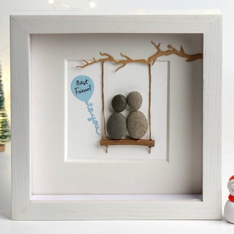 Handmade pebbles gift for best friends have swings by Dovaart.com