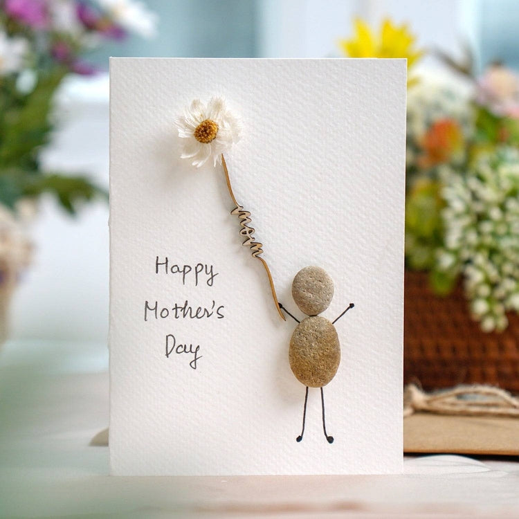 Happy Mother's Day Pebble Card, Handmade Pebble Artwork Cards by Dovaart.com