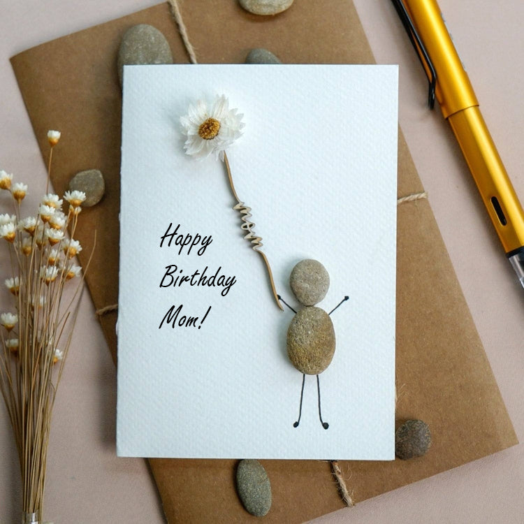 Personalized Happy Birthday Card For Mom, Mom Birthday Card, Pebble Art Card for Mom's Birthday, Handmade Gift For Mom