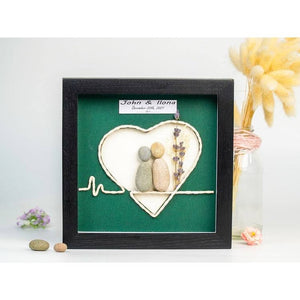 Heart of Love Pebble Painting for Engagements, First Date by Dovaart.com