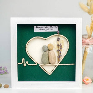 Heart of Love Pebble Painting for Engagements, First Date by Dovaart.com