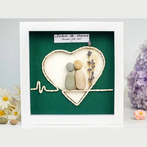 Heart of Love Pebble Painting for Engagements, First Date by Dovaart.com