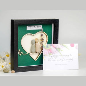 Heart of Love Pebble Painting for Engagements, First Date by Dovaart.com