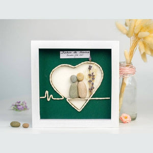 Heart of Love Pebble Painting for Engagements, First Date by Dovaart.com