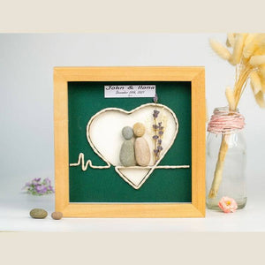 Heart of Love Pebble Painting for Engagements, First Date by Dovaart.com