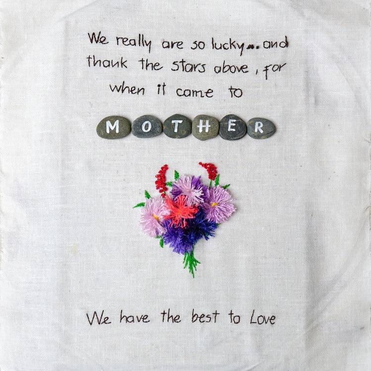 Mom Handmade Pebble Embroidery Art, Gift for Mother Frame Desktop by Dovaart.com