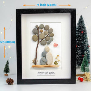 Mom and Children Under The Tree Pebble Art Frame Gift for Birth Day Mother's Day by Dovaart.com