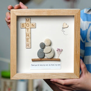 Dova Art Mom and Son Pebble Framed Wall Art Personalized Pebble Art For Birthday Mom by Dovaart.com