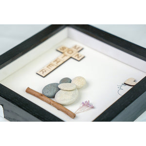 Dova Art Mom and Son Pebble Framed Wall Art Personalized Pebble Art For Birthday Mom by Dovaart.com