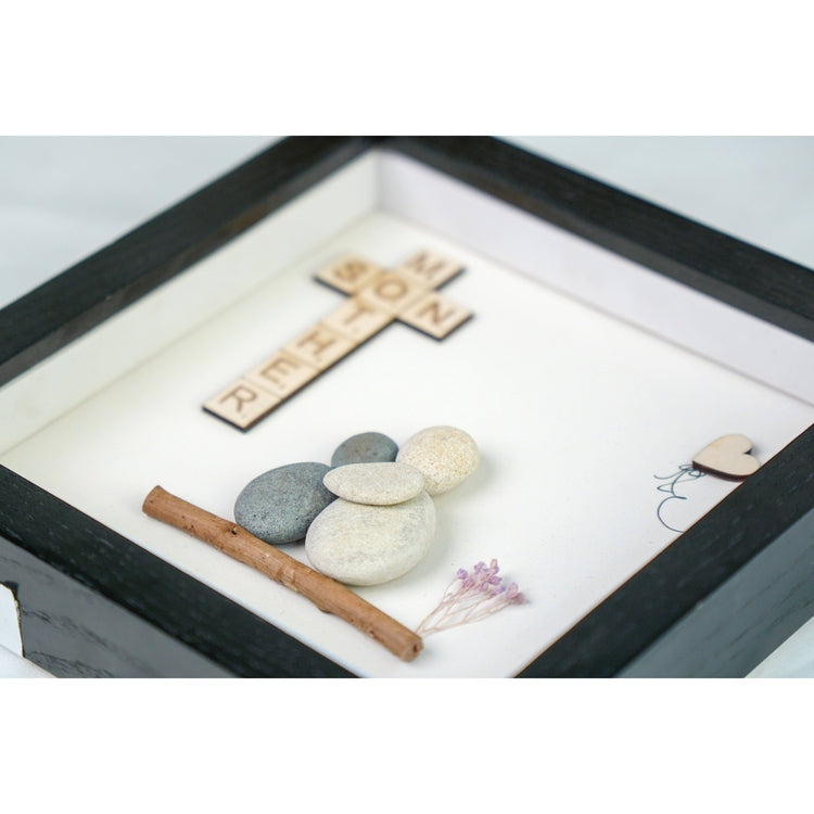 Dova Art Mom and Son Pebble Framed Wall Art Personalized Pebble Art For Birthday Mom by Dovaart.com