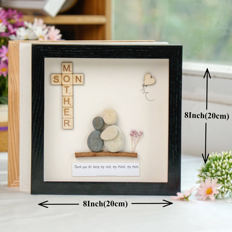 Dova Art Mom and Son Pebble Framed Wall Art Personalized Pebble Art For Birthday Mom by Dovaart.com