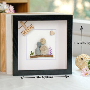 Mother and Daughter Pebble Art Frame Picture Hanging Wall, Desk Gift for Mom on Mother's Day Birthday by Dovaart.com