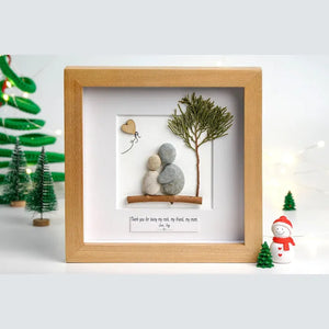 Mother and Daughter Pebble Art Love and Hugs Beneath the Tree by Dovaart.com