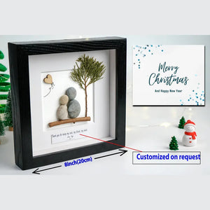 Mother and Daughter Pebble Art Love and Hugs Beneath the Tree by Dovaart.com