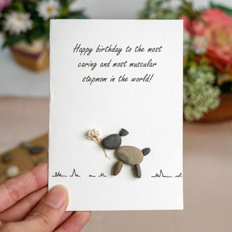 Stepmom Birthday Mom Pebble Art Card, Handmade Cards For Mom Birthday, Happy Birthday Stepmother Gifts