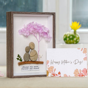 Mother's Day Personalized Mom and Child Under The Tree Handmade Pebble by Dovaart.com