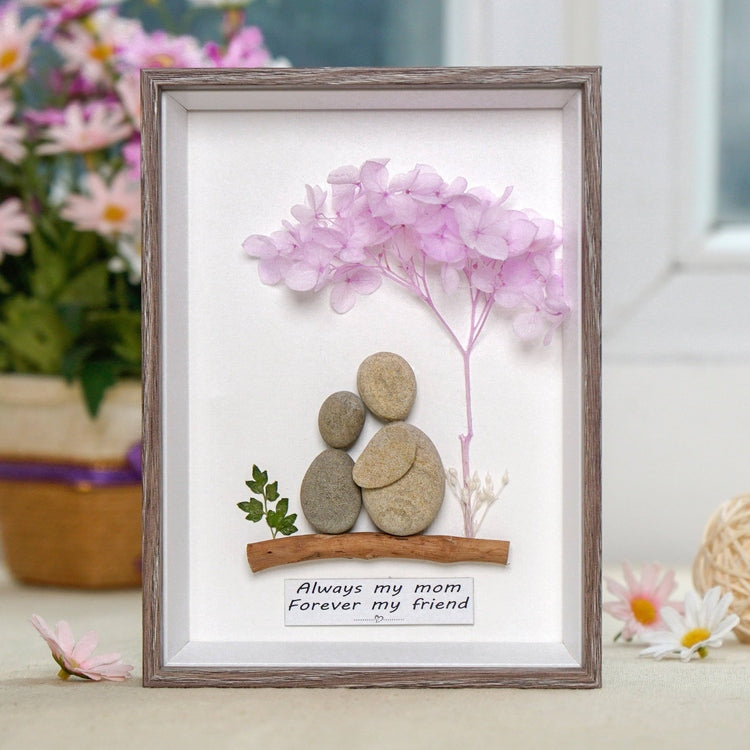 Mother's Day Personalized Mom and Child Under The Tree Handmade Pebble by Dovaart.com