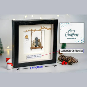 Mother's day gifts pebble art mom hug a child in a swing by Dovaart.com