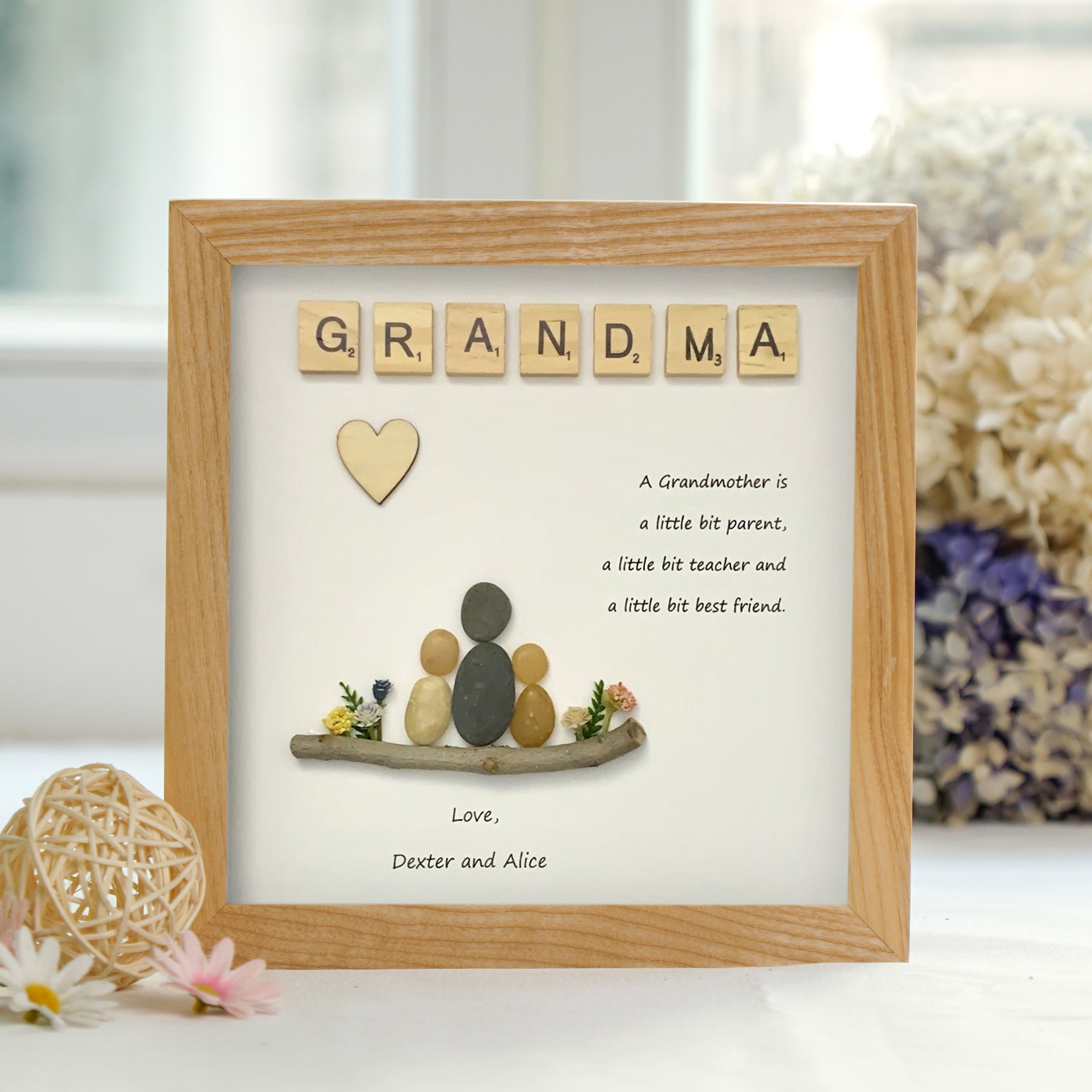Grandma Frame, Heartfelt Mother’s Day Gift for Grandma, Pebble Art For Grandma